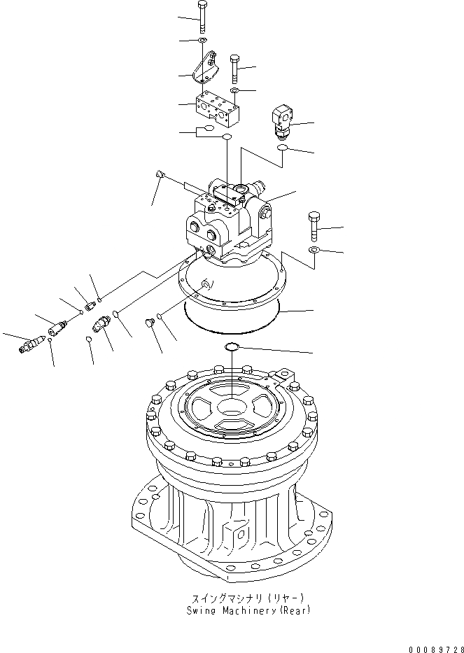 Схема запчастей Komatsu PC2000-8 - МОТОР ПОВОРОТА (ЗАДН.)(№8-) ПОВОРОТН. КРУГ И КОМПОНЕНТЫ