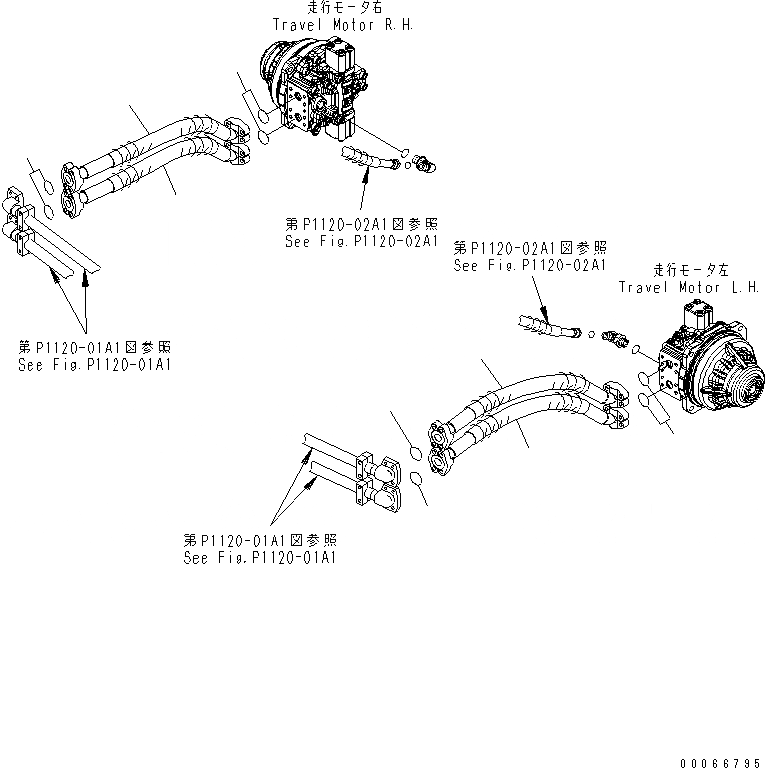 Схема запчастей Komatsu PC2000-8 - ГИДРОЛИНИЯ ХОДА(/) (СПЕЦ-Я -40С)(№-) НИЖНЯЯ ГИДРОЛИНИЯ И ЛИНИЯ ХОДА