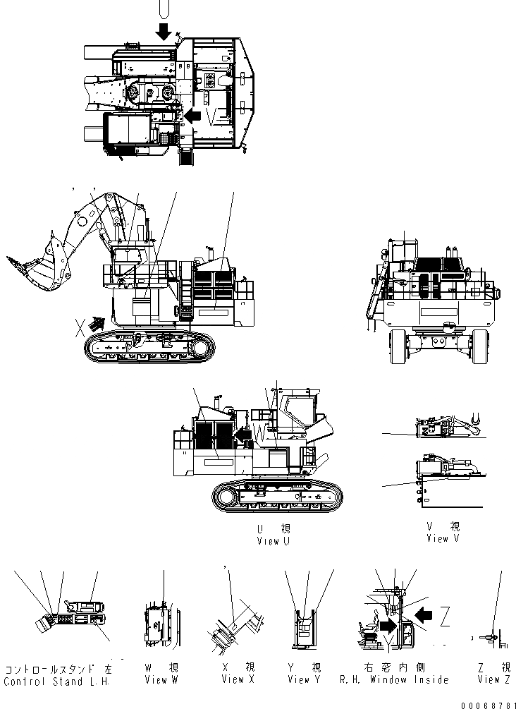 Схема запчастей Komatsu PC2000-8 - МАРКИРОВКА (OPERATING И ПРЕДУПРЕЖДАЮЩ. МАРКИРОВКА) (ДЛЯ ПОГРУЗ.) (РОССИЯ)(№-) МАРКИРОВКА