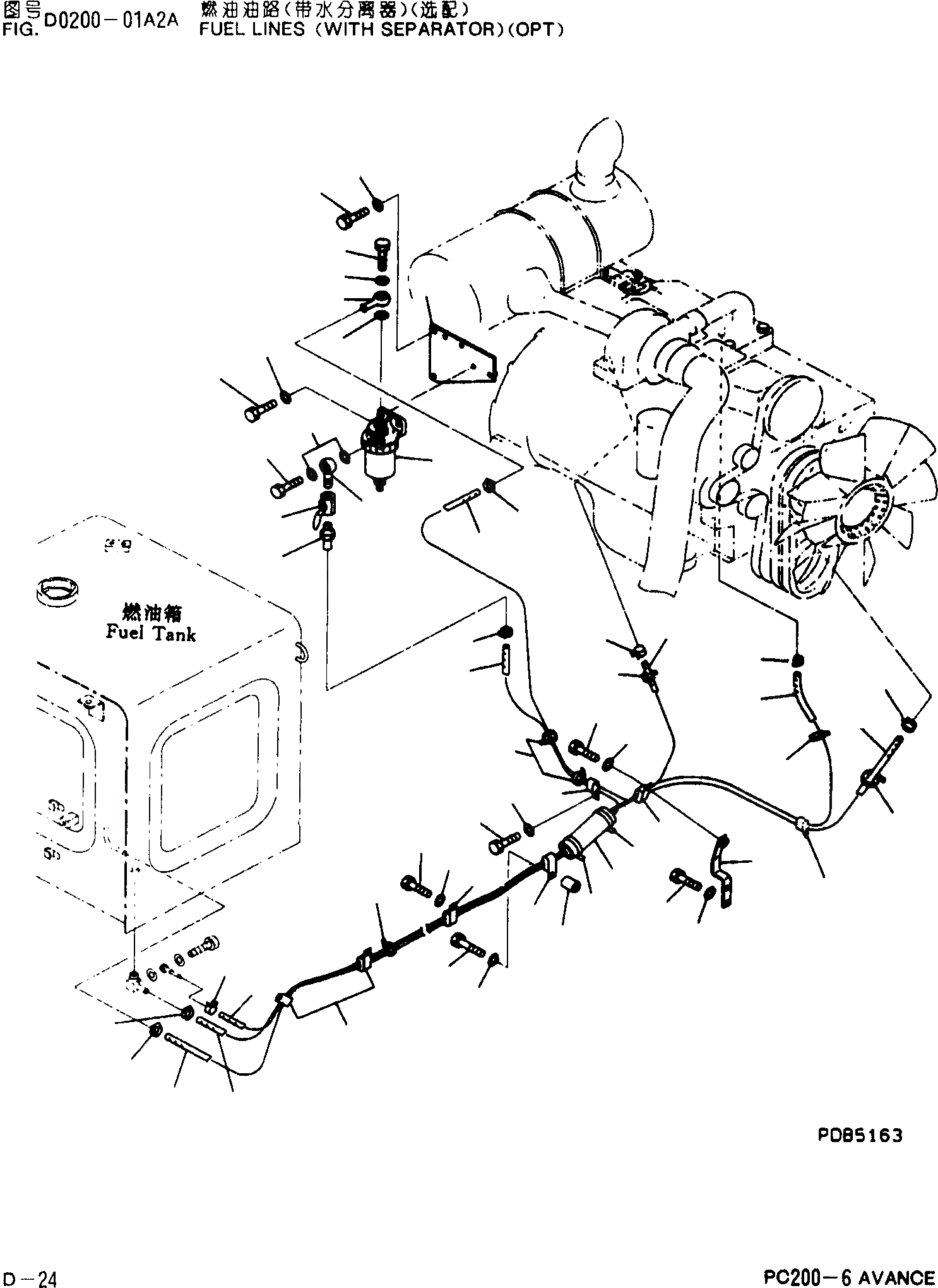 Схема запчастей Komatsu PC200-6 - ТОПЛИВН. LINS(С МАТЕРИАЛER SEPARATOR) D [ТОПЛИВН. БАК. AND КОМПОНЕНТЫ]