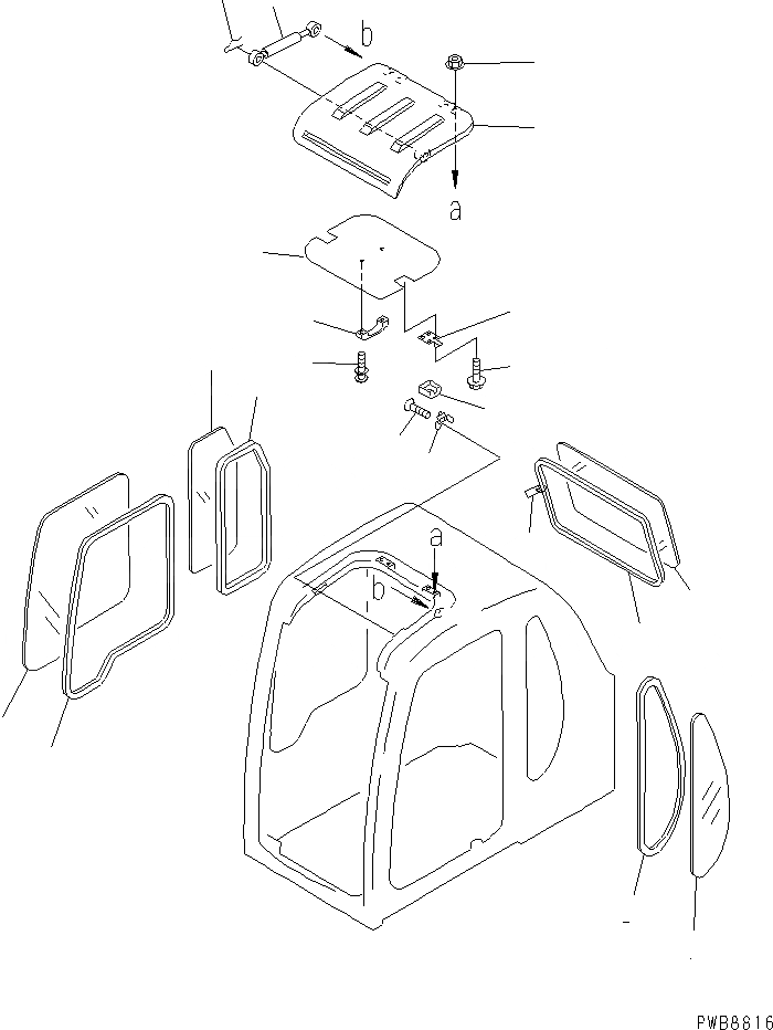 Схема запчастей Komatsu PC200CA-6 - КАБИНА (ОКНА И ВЕНТИЛЯТОР В КРЫШЕ)(№C-) КАБИНА ОПЕРАТОРА И СИСТЕМА УПРАВЛЕНИЯ