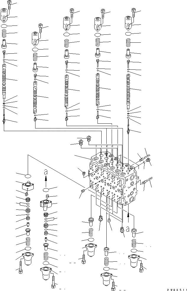 Схема запчастей Komatsu PC200CA-6 - ОСНОВН. КЛАПАН (/)(№C-) ОСНОВН. КОМПОНЕНТЫ И РЕМКОМПЛЕКТЫ