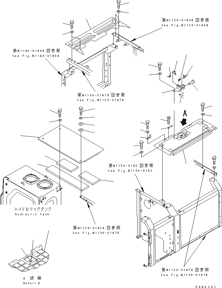 Схема запчастей Komatsu PC200CA-6 - КРЫШКА(КАБИНА) (ВЕРХН.)(№C-) ЧАСТИ КОРПУСА