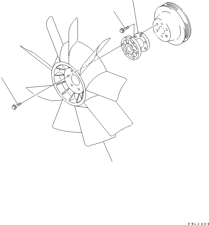 Схема запчастей Komatsu PC200EL-6K - ВЕНТИЛЯТОР СИСТЕМА ОХЛАЖДЕНИЯ