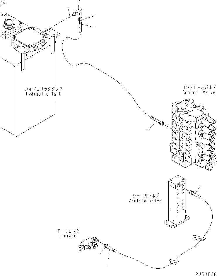 Схема запчастей Komatsu PC200EL-6K - РАСПРЕДЕЛИТ. КЛАПАН ЛИНИЯ (T-PORT ТРУБЫ) ГИДРАВЛИКА