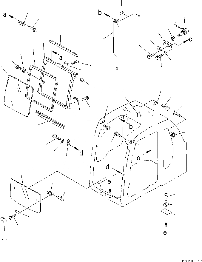 Схема запчастей Komatsu PC200EL-6K - КАБИНА (ПЕРЕДН. ОКНА)(№K-) КАБИНА ОПЕРАТОРА И СИСТЕМА УПРАВЛЕНИЯ