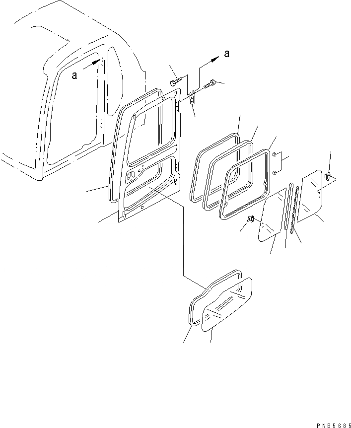 Схема запчастей Komatsu PC200EL-6K - КАБИНА (ДВЕРЬ)(№K-) КАБИНА ОПЕРАТОРА И СИСТЕМА УПРАВЛЕНИЯ