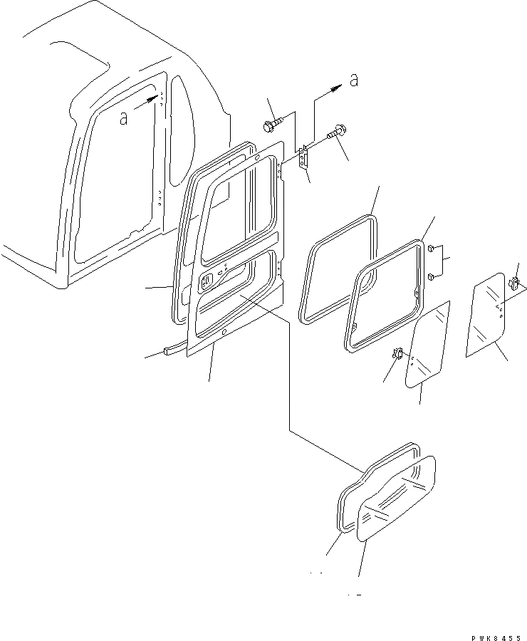 Схема запчастей Komatsu PC200EL-6K - КАБИНА (ДВЕРЬ)(№K-K) КАБИНА ОПЕРАТОРА И СИСТЕМА УПРАВЛЕНИЯ