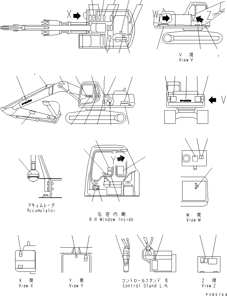 Схема запчастей Komatsu PC200EL-6K - ТАБЛИЧКИ (АНГЛ.)(№K-K) МАРКИРОВКА