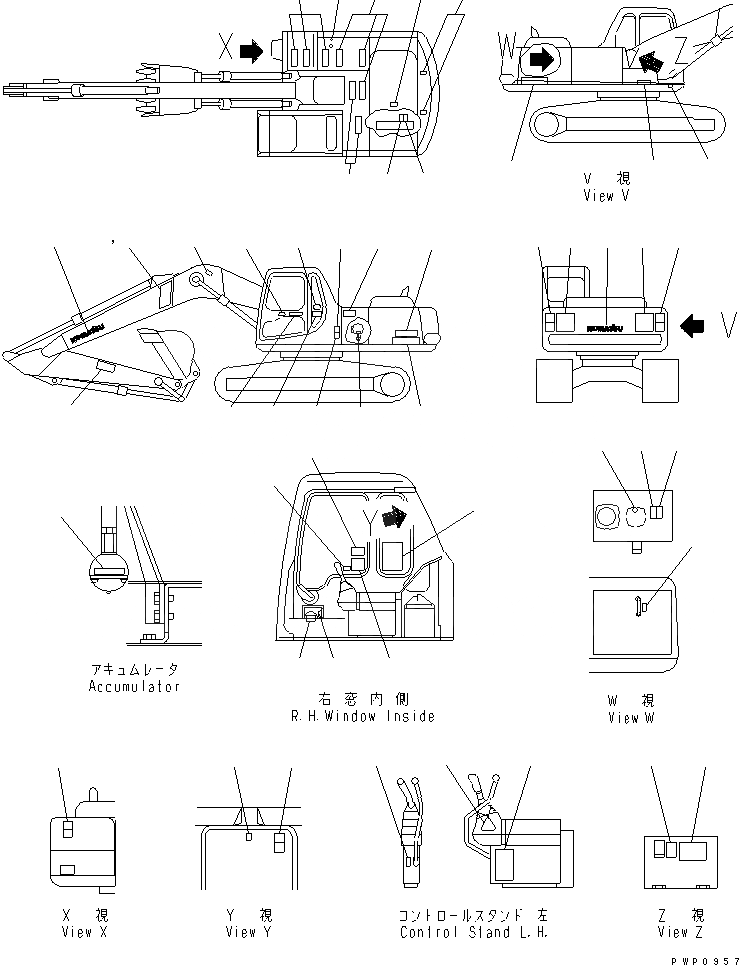 Схема запчастей Komatsu PC200EL-6K - ТАБЛИЧКИ (АНГЛ.)(№K-) МАРКИРОВКА