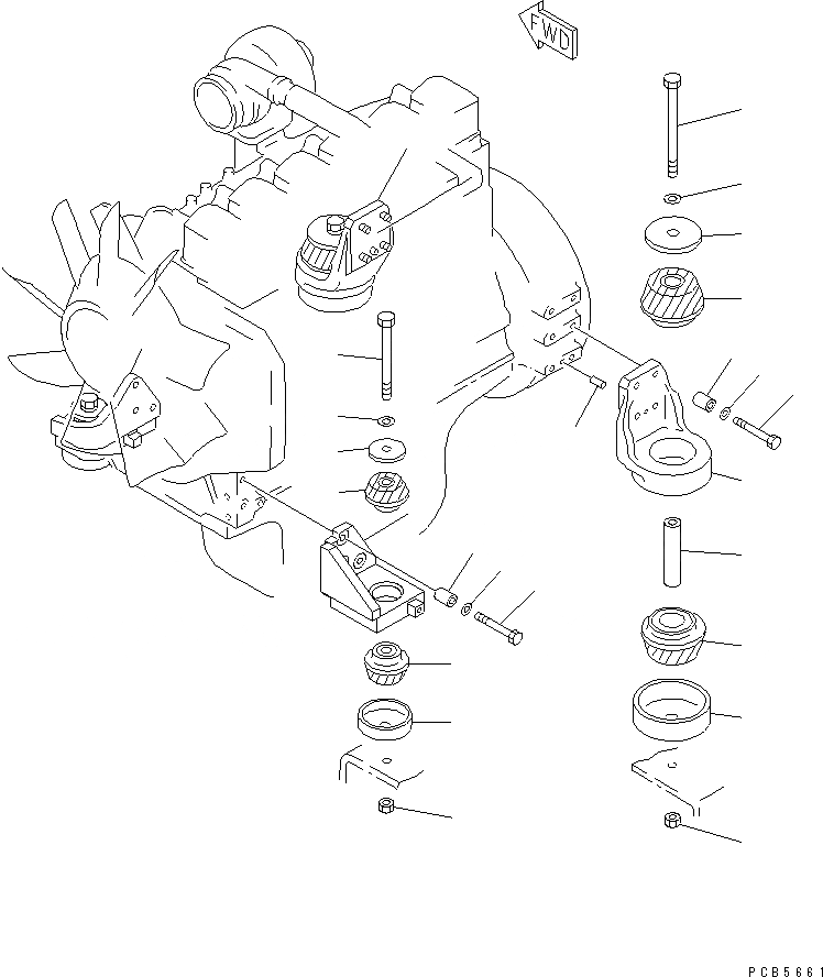 Схема запчастей Komatsu PC200EN-6K - КРЕПЛЕНИЕ ДВИГАТЕЛЯ КОМПОНЕНТЫ ДВИГАТЕЛЯ