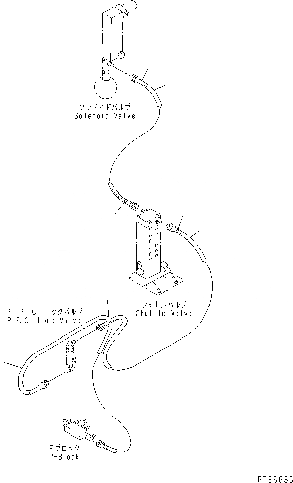 Схема запчастей Komatsu PC200EN-6K - РАСПРЕДЕЛИТ. КЛАПАН ЛИНИЯ (P-PORT ТРУБЫ) ГИДРАВЛИКА