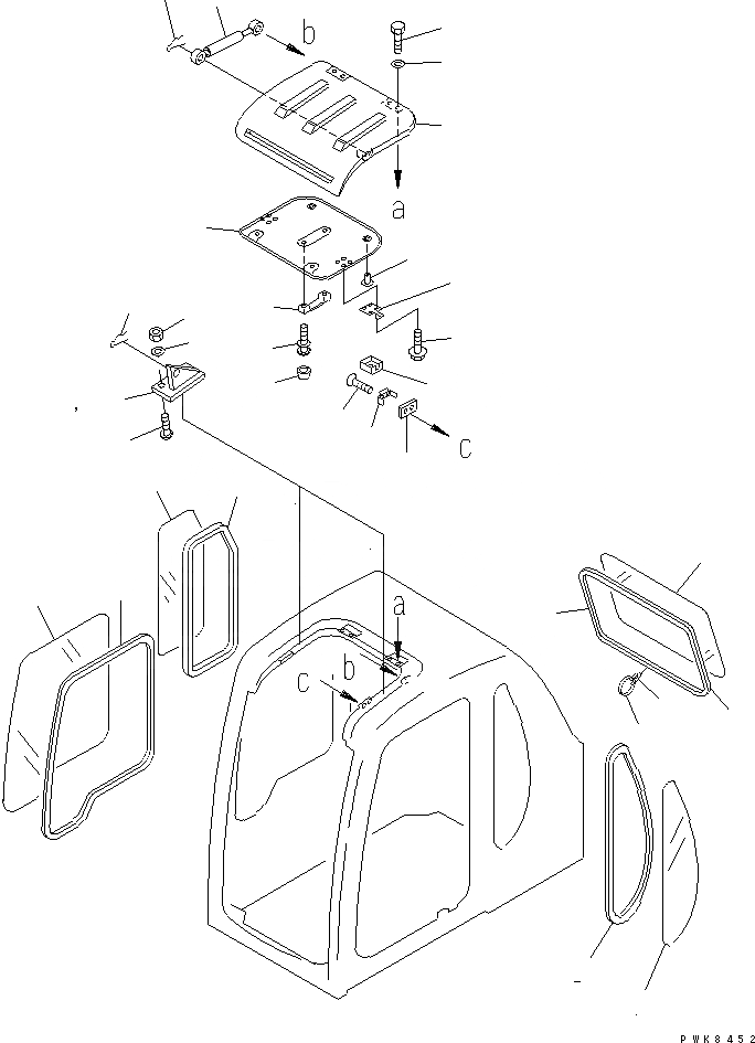 Схема запчастей Komatsu PC200EN-6K - КАБИНА (ОКНА И ВЕНТИЛЯТОР В КРЫШЕ)(№K-K) КАБИНА ОПЕРАТОРА И СИСТЕМА УПРАВЛЕНИЯ