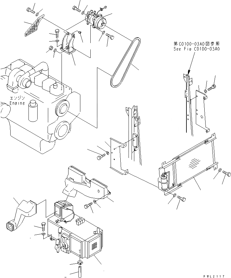 Схема запчастей Komatsu PC200EN-6K - КОНДИЦ. ВОЗДУХА (БЛОК)(№K-) КАБИНА ОПЕРАТОРА И СИСТЕМА УПРАВЛЕНИЯ