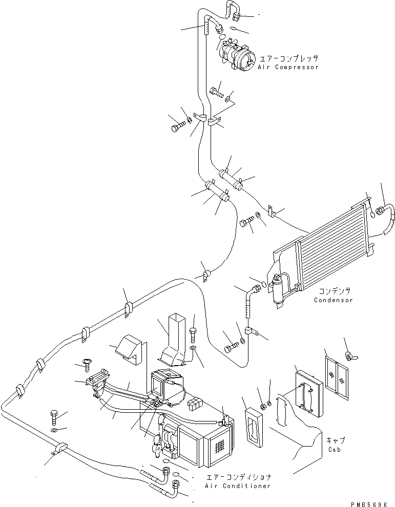 Схема запчастей Komatsu PC200EN-6K - КОНДИЦ. ВОЗДУХА (ЛИНИЯ ОХЛАЖДЕНИЯ)(№K-K999) КАБИНА ОПЕРАТОРА И СИСТЕМА УПРАВЛЕНИЯ