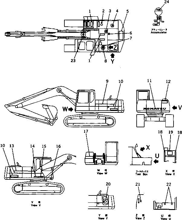 Схема запчастей Komatsu PC200LC-5C - МАРКИРОВКА (ШАССИ) (АРАБСК.) МАРКИРОВКА¤ ИНСТРУМЕНТ И РЕМКОМПЛЕКТЫ