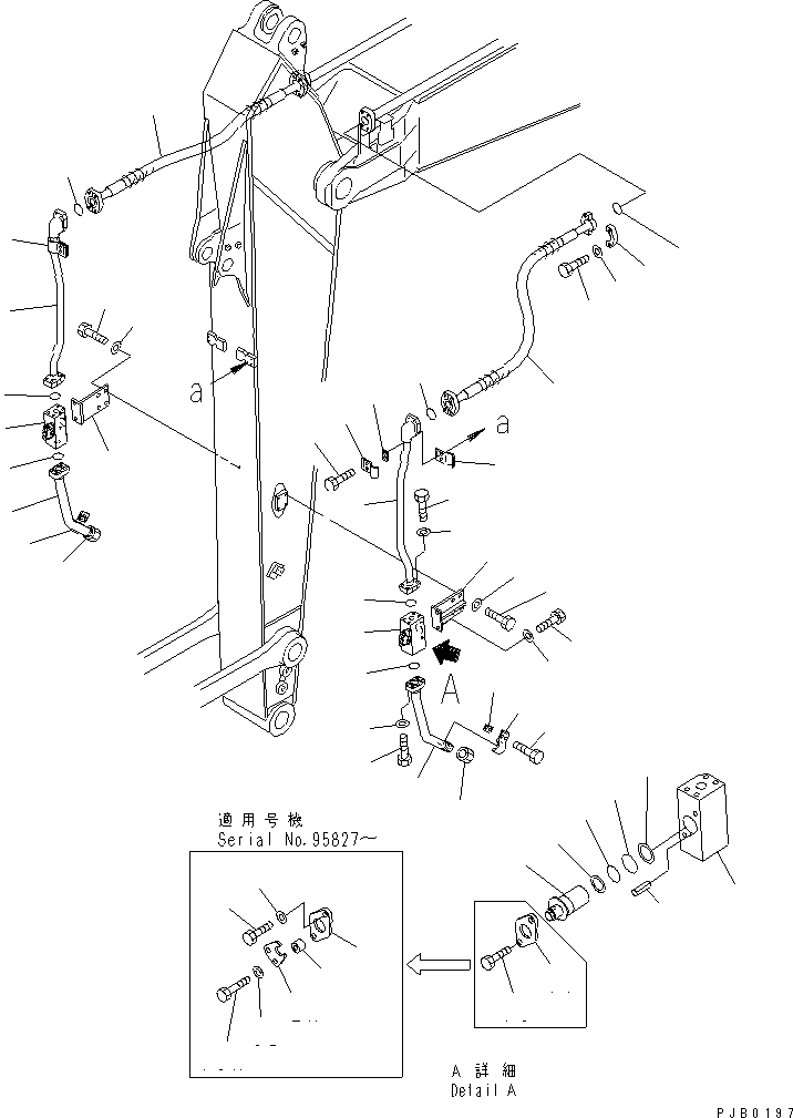 Схема запчастей Komatsu PC200LC-6 - РУКОЯТЬ (.9M) (ДОПОЛН. ГИДРОЛИНИЯ) РАБОЧЕЕ ОБОРУДОВАНИЕ