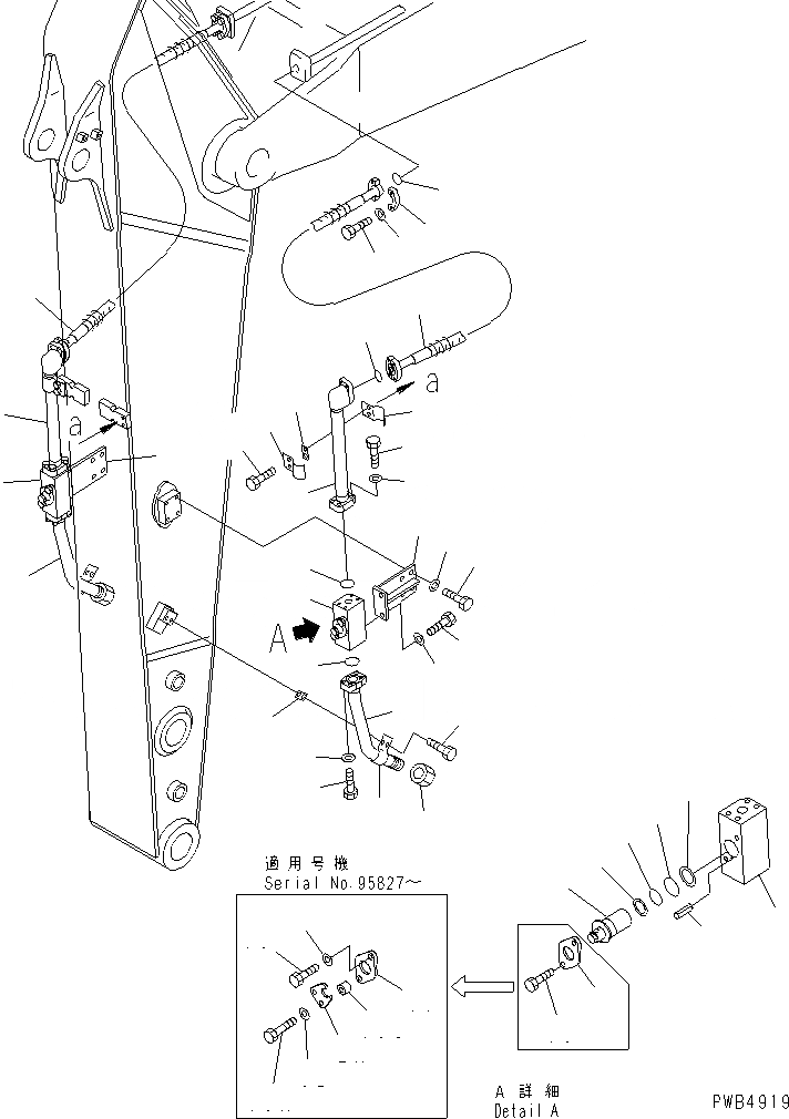 Схема запчастей Komatsu PC200LC-6 - РУКОЯТЬ (.M) (ДОПОЛН. ГИДРОЛИНИЯ) РАБОЧЕЕ ОБОРУДОВАНИЕ