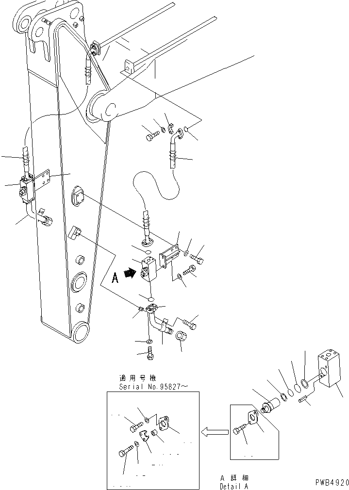 Схема запчастей Komatsu PC200LC-6 - РУКОЯТЬ (.8M) (ДОПОЛН. ГИДРОЛИНИЯ) РАБОЧЕЕ ОБОРУДОВАНИЕ