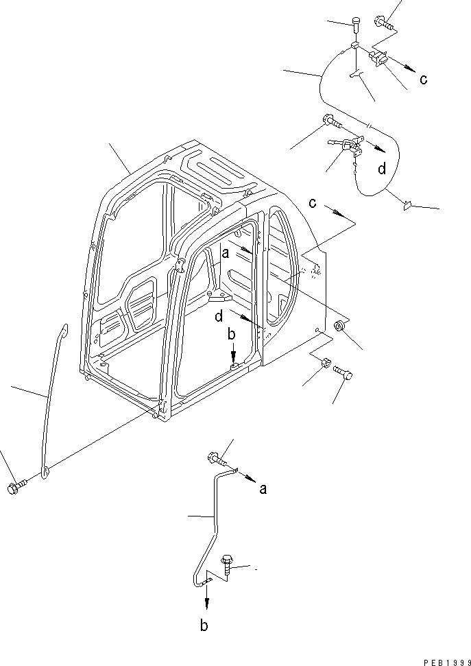 Схема запчастей Komatsu PC200LC-6 - КАБИНА (КАБИНА¤ РУЧКА И ФИКСАТОР ОТКРЫТИЯ)(№9999-) КАБИНА ОПЕРАТОРА И СИСТЕМА УПРАВЛЕНИЯ