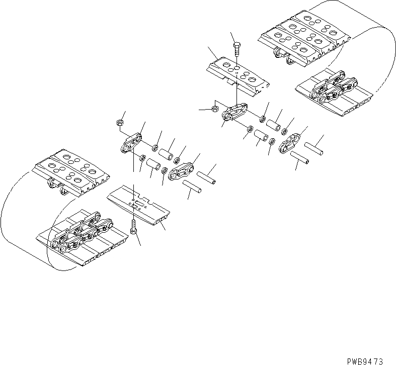 Схема запчастей Komatsu PC200LC-6 - ГУСЕНИЦЫ (РЕЗИН. ГРУНТОЗАЦЕП) (MM ШИР.) ХОДОВАЯ