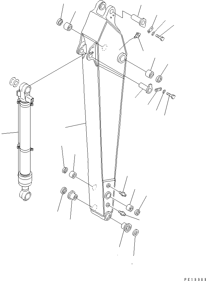 Схема запчастей Komatsu PC200LC-6 - РУКОЯТЬ (.M) (УДЛИНН. СИСТ. СМАЗКИ ТИП)(№9999-) РАБОЧЕЕ ОБОРУДОВАНИЕ