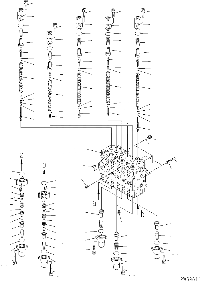 Схема запчастей Komatsu PC200LC-6Z - ОСНОВН. КЛАПАН (-АКТУАТОР) (/)(№9-) ОСНОВН. КОМПОНЕНТЫ И РЕМКОМПЛЕКТЫ