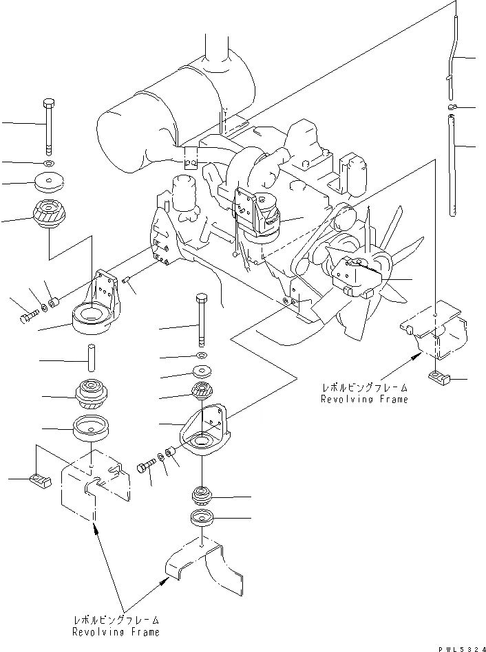 Схема запчастей Komatsu PC200LC-6S - КРЕПЛЕНИЕ ДВИГАТЕЛЯ(№-7) КОМПОНЕНТЫ ДВИГАТЕЛЯ