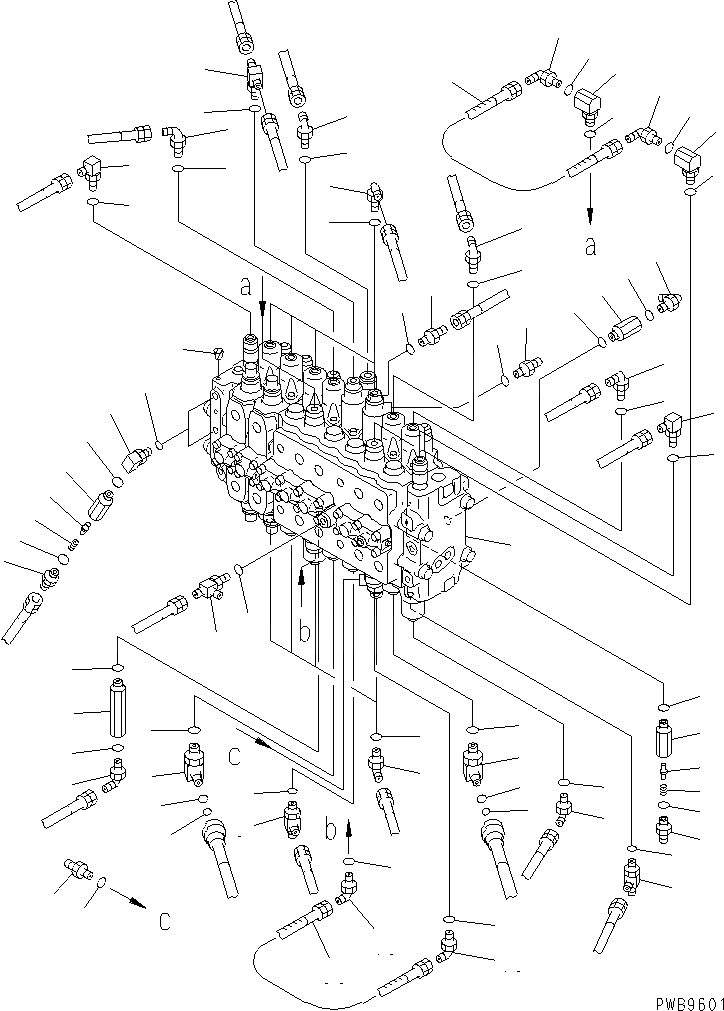 Схема запчастей Komatsu PC200LC-6S - ОСНОВН. КЛАПАН (СОЕДИНИТЕЛЬН. ЧАСТИ) ( АКТУАТОР)(№9-) ГИДРАВЛИКА