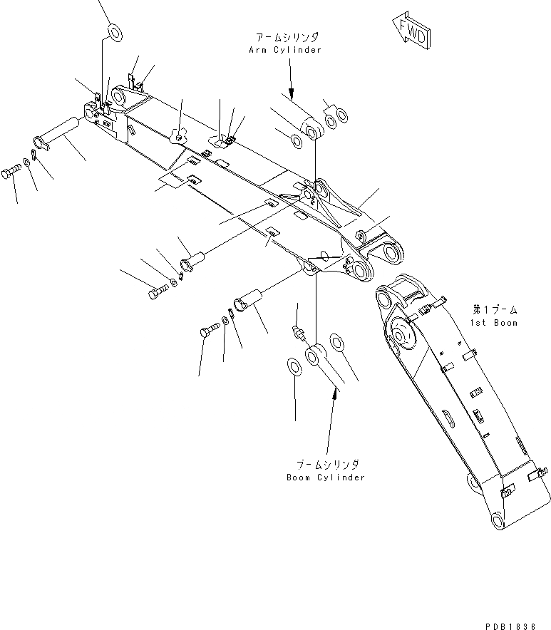 Схема запчастей Komatsu PC200LC-6S - СТРЕЛА (ВТОР. СТРЕЛА) (2-СЕКЦИОНН. СТРЕЛА) РАБОЧЕЕ ОБОРУДОВАНИЕ
