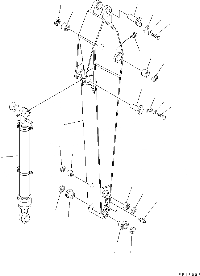 Схема запчастей Komatsu PC200LC-6S - РУКОЯТЬ (.9M) (УДЛИНН. СИСТ. СМАЗКИ ТИП)(№9999-) РАБОЧЕЕ ОБОРУДОВАНИЕ
