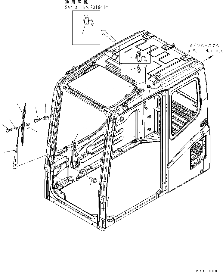 Схема запчастей Komatsu PC200LC-7 - КАБИНА (ДВОРНИКИ И ОСВЕЩЕНИЕ)(№-) КАБИНА ОПЕРАТОРА И СИСТЕМА УПРАВЛЕНИЯ