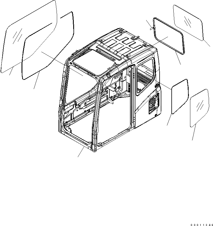 Схема запчастей Komatsu PC200LC-7-BA - ОСНОВН. КОНСТРУКЦИЯ (КАБИНА)(№-) КАБИНА ОПЕРАТОРА И СИСТЕМА УПРАВЛЕНИЯ