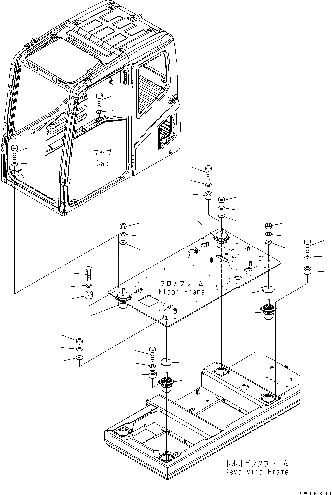 Схема запчастей Komatsu PC200LC-7-BA - КРЕПЛЕНИЕ ПОЛА КАБИНА ОПЕРАТОРА И СИСТЕМА УПРАВЛЕНИЯ