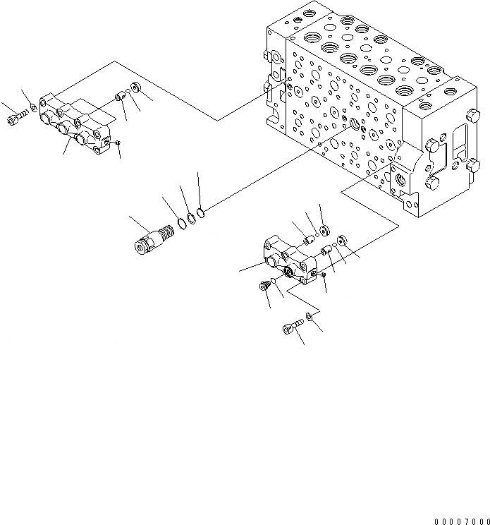 Схема запчастей Komatsu PC200LC-7-BA - ОСНОВН. КЛАПАН (/) ОСНОВН. КОМПОНЕНТЫ И РЕМКОМПЛЕКТЫ