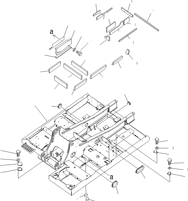 Схема запчастей Komatsu PC200LC-8 - ОСНОВНАЯ РАМА (С ЗАЩИТА НИЖНЕЙ ЧАСТИ)(№-) ОСНОВНАЯ РАМА И ЕЕ ЧАСТИ