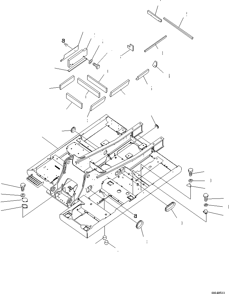 Схема запчастей Komatsu PC200LC-8 - ОСНОВНАЯ РАМА (С ЗАЩИТА НИЖНЕЙ ЧАСТИ)(№-) ОСНОВНАЯ РАМА И ЕЕ ЧАСТИ