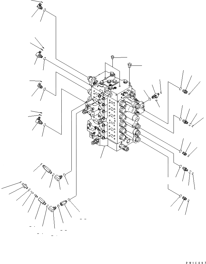 Схема запчастей Komatsu PC200LC-7-BP - ОСНОВН. КЛАПАН (СОЕДИНИТЕЛЬН. ЧАСТИ) (/) (ДЛЯ ПОДЪЕМА РУКОЯТИ) ГИДРАВЛИКА