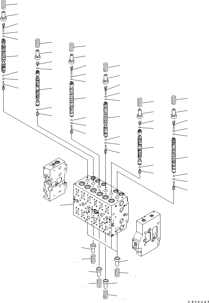 Схема запчастей Komatsu PC200LC-7-BP - ОСНОВН. КЛАПАН (/) ОСНОВН. КОМПОНЕНТЫ И РЕМКОМПЛЕКТЫ