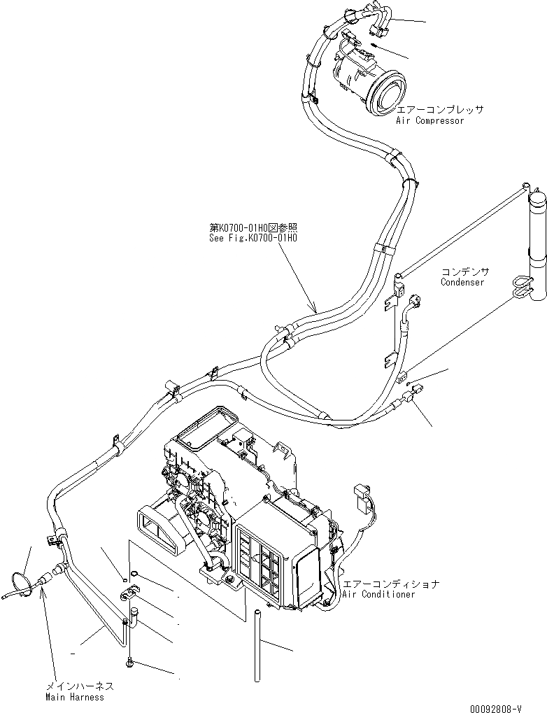 Схема запчастей Komatsu PC200LC-8 - КАБИНА (ПОЛ) (ПАТРУБКИ КОНДИЦИОНЕРА)(№-) КАБИНА ОПЕРАТОРА И СИСТЕМА УПРАВЛЕНИЯ