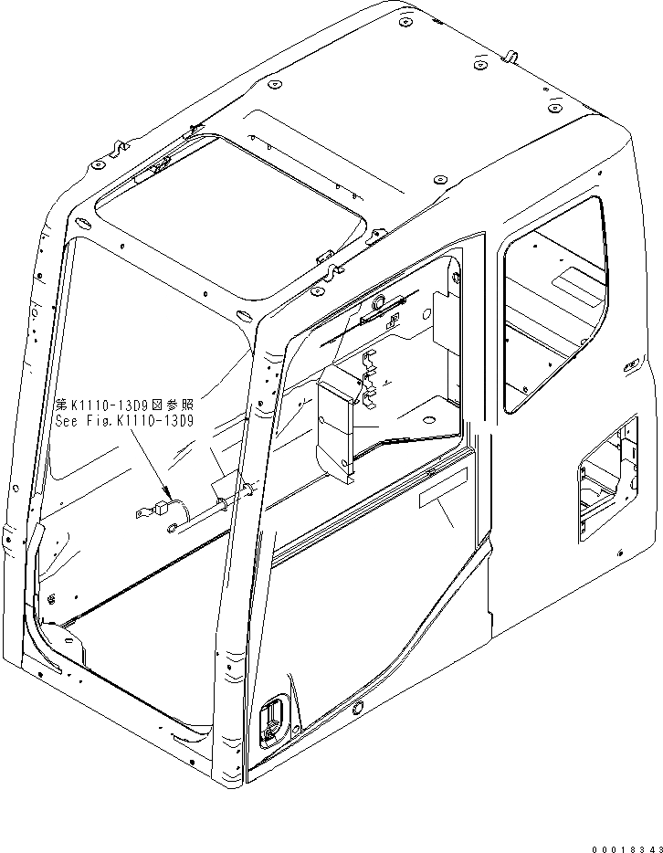 Схема запчастей Komatsu PC200LC-7 - ОСНОВН. КОНСТРУКЦИЯ (КАБИНА) (КРЕПЛЕНИЕ И ПЛАСТИНЫ) (БЕЗ КОНДИЦ. ВОЗДУХА)(№-) КАБИНА ОПЕРАТОРА И СИСТЕМА УПРАВЛЕНИЯ