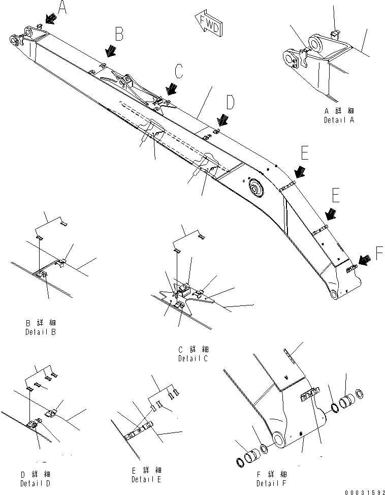Схема запчастей Komatsu PC200LC-7 - СТРЕЛА (ДЛЯ SUPER УДЛИНН. РУКОЯТЬ И СТРЕЛА) (M)(№88-) РАБОЧЕЕ ОБОРУДОВАНИЕ