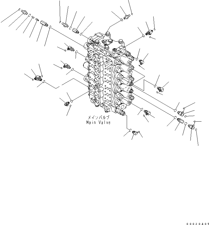 Схема запчастей Komatsu PC200SC-7-M1 - ОСНОВН. КЛАПАН (СОЕДИНИТЕЛЬН. ЧАСТИ) (/) ГИДРАВЛИКА