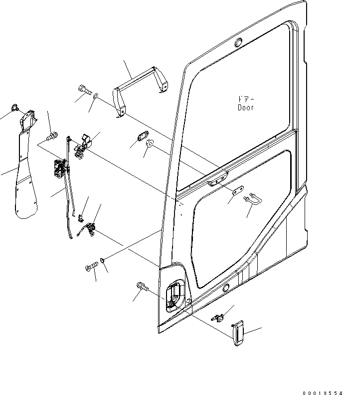 Схема запчастей Komatsu PC200SC-7-M1 - КАБИНА (ЗАМОК ДВЕРИ) КАБИНА ОПЕРАТОРА И СИСТЕМА УПРАВЛЕНИЯ