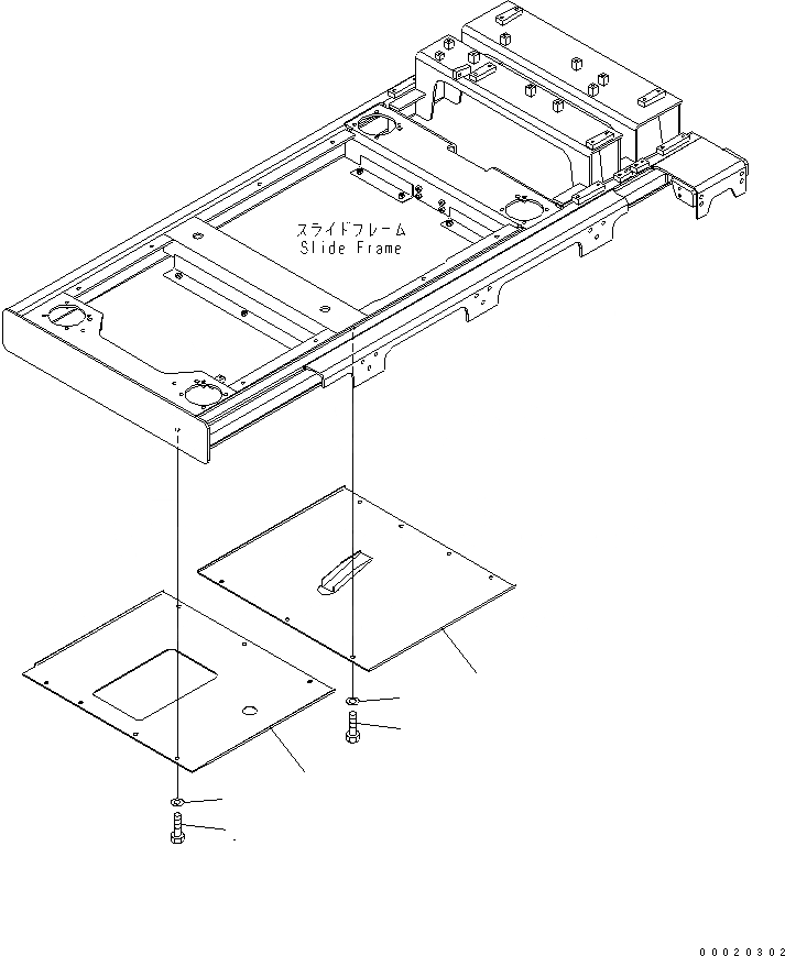Схема запчастей Komatsu PC200SC-7-M1 - НИЖН. КРЫШКА (SLIDE РАМА) ЧАСТИ КОРПУСА