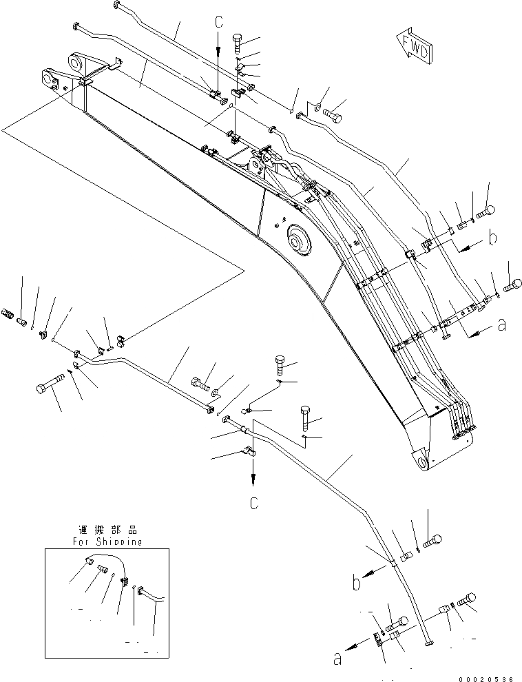 Схема запчастей Komatsu PC200SC-7-M1 - СТРЕЛА (ДОПОЛН. ЛИНИЯ) РАБОЧЕЕ ОБОРУДОВАНИЕ