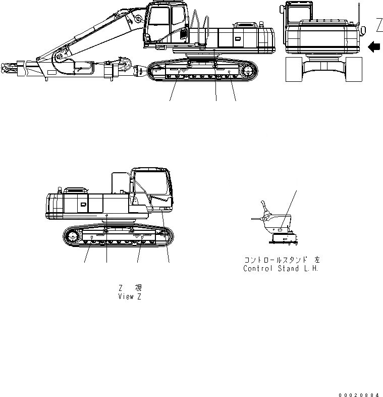 Схема запчастей Komatsu PC200SC-7-M1 - ПЛАСТИНА (ПОГРУЗ. RATING CHART) (ЯПОН.) МАРКИРОВКА