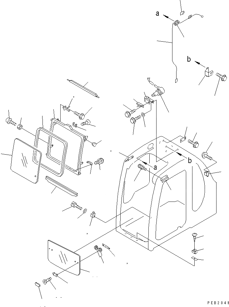 Схема запчастей Komatsu PC200SC-6 - КАБИНА (ПЕРЕДН. ОКНА)(№-9) КАБИНА ОПЕРАТОРА И СИСТЕМА УПРАВЛЕНИЯ
