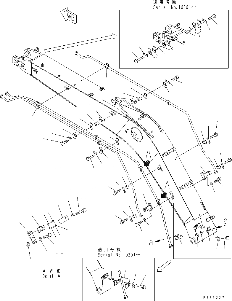 Схема запчастей Komatsu PC200SC-6 - СТРЕЛА (TELESCO ЛИНИИ) (КРЕПЛЕНИЕ) (ДЛЯ TELESCO РУКОЯТЬ) РАБОЧЕЕ ОБОРУДОВАНИЕ
