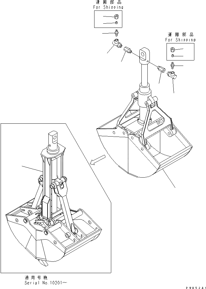 Схема запчастей Komatsu PC200SC-6 - ГРЕЙФЕРН. КОВШ(№-) РАБОЧЕЕ ОБОРУДОВАНИЕ